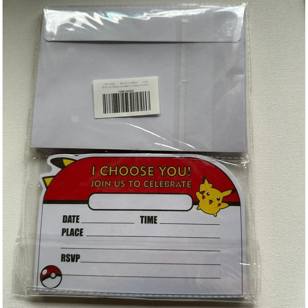 POKEMON Party Invitations‎ Birthday cards You're Invited I Choose You 20 pcs